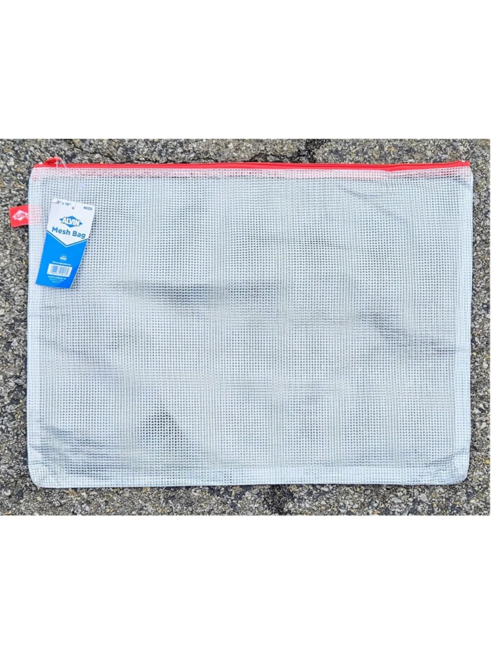 Alvin NB1216 PVC Mesh Pouch Bag Organizer with Zipper Clear & Red 12